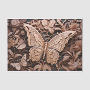 Butterfly Carved Wood Art Tissue Paper