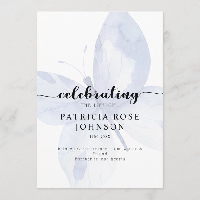 Butterfly Celebrating the Life of Funeral Program Programme (Front)