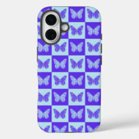 Butterfly Chequered Pattern in Blue and Purple