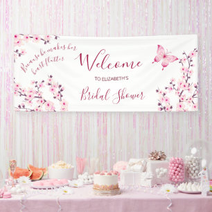 Butterfly Cherry Blossom Bridal Shower Welcome Banner
