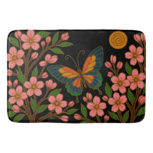 Butterfly Cherry Blossom Moon Bath Mat