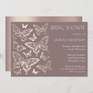 Butterfly Chic Bridal Shower Copper Rose Gold Invitation