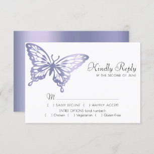 Butterfly Chic Dusty Lavender Purple Violet Meal RSVP Card