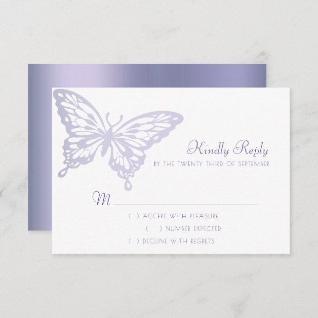 Butterfly Chic | Dusty Lavender Purple Violet RSVP Card (Front/Back)
