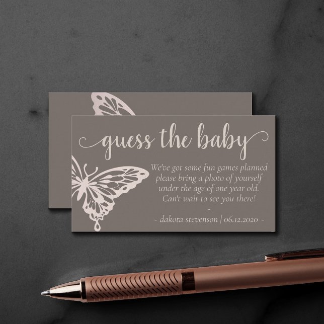 Butterfly Chic Shower | Blush Taupe Guess the Baby Enclosure Card (Creator Uploaded)