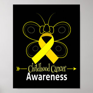 Butterfly Childhood Cancer Ribbon Childhood Cancer Poster