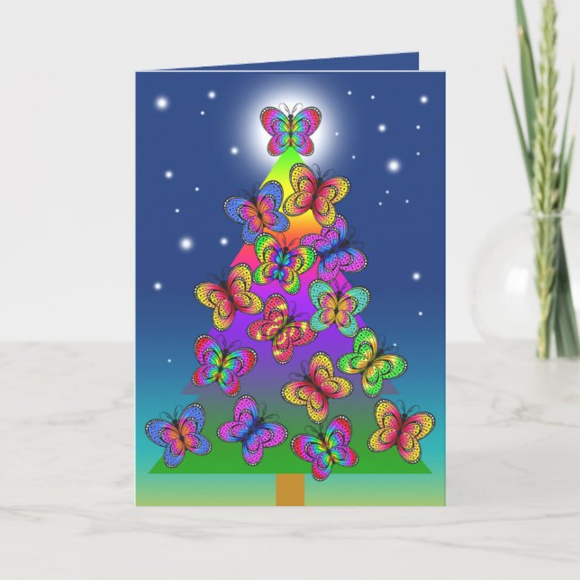 BUTTERFLY CHRISTMAS TREE HOLIDAY CARD (Front)