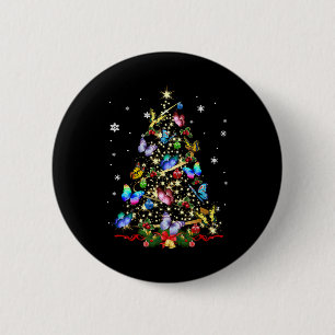 Butterfly Christmas Tree Lights Women Girls Xmas B 6 Cm Round Badge