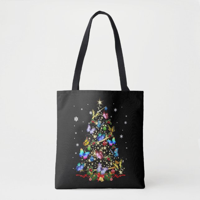 Butterfly Christmas Tree Lights Women Girls Xmas B Tote Bag (Front)