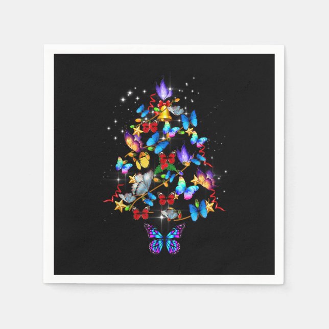 Butterfly Christmas Tree Lights Women Girls Xmas P Napkin (Front)