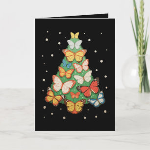 Butterfly Christmas Tree Ornament Lights Xmas Card
