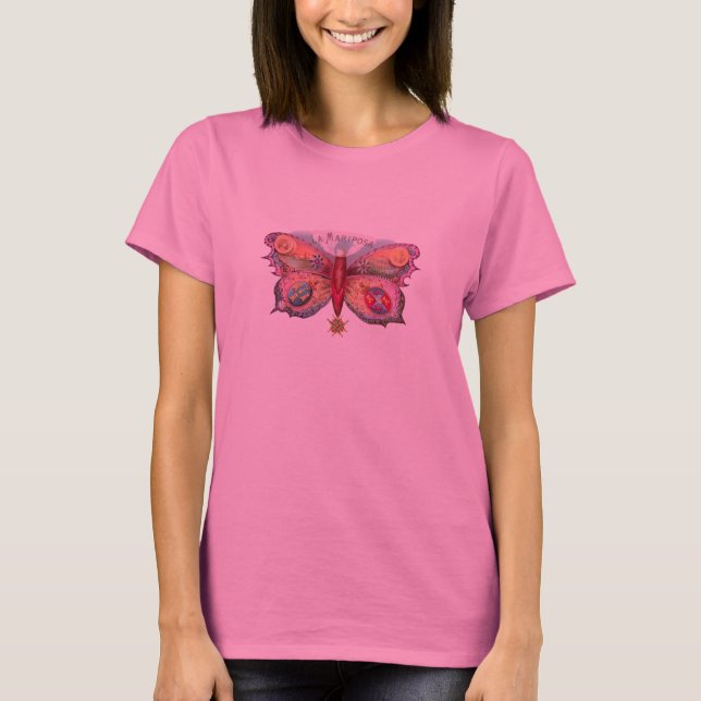 Butterfly Cigar Antique Painting Advertising T-Shirt (Front)