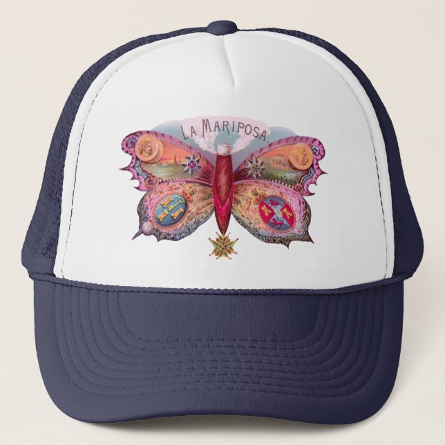 Butterfly Cigar Antique Painting  Trucker Hat (Front)
