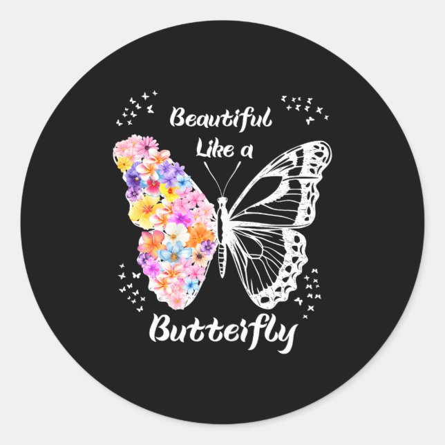 Butterfly  classic round sticker (Front)