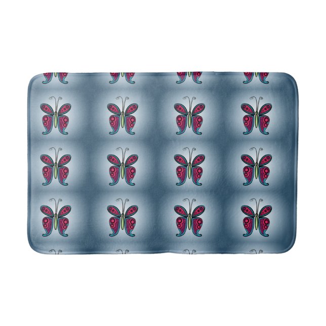 Butterfly Classic Round Sticker Ceramic Ornament Bath Mat (Front)