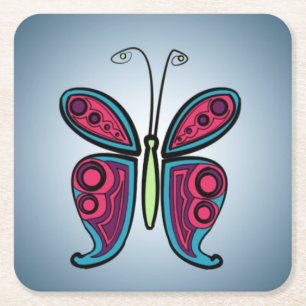 Butterfly Classic Round Sticker Ceramic Ornament Square Paper Coaster