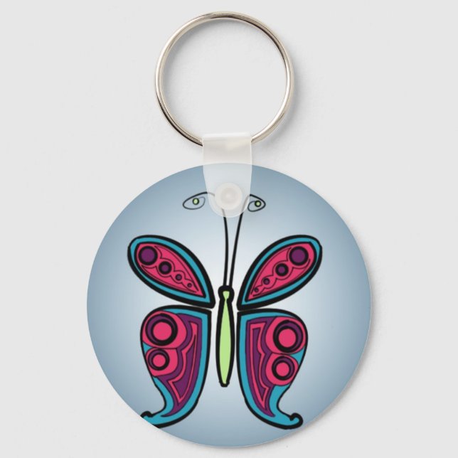 Butterfly Classic Round Sticker Key Ring (Front)