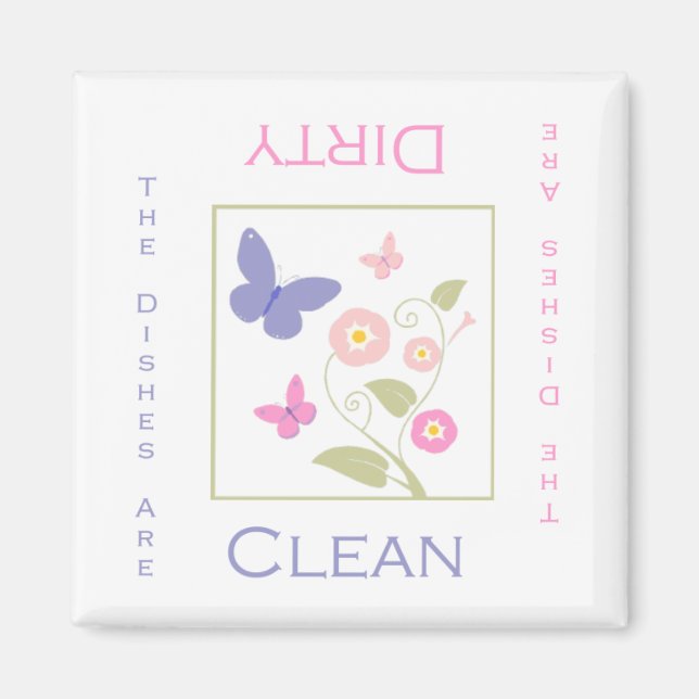 Butterfly Clean or Dirty DIshwasher Magnet (Front)