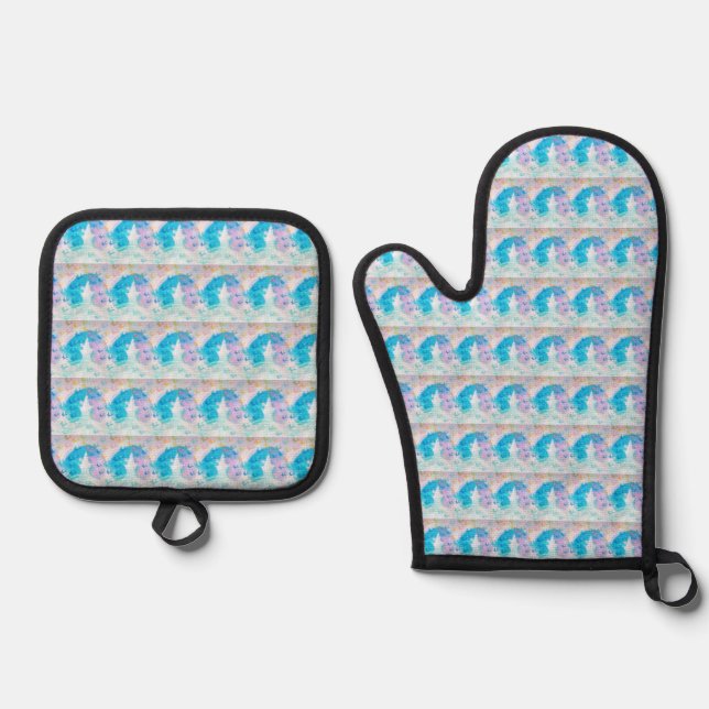 Butterfly Clouds Oven Mitt & Pot Holder Set (Front)