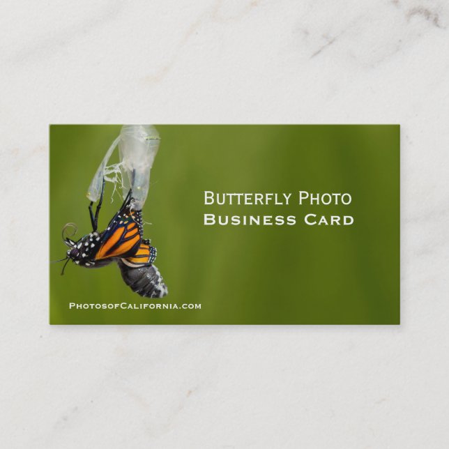 Butterfly Cocoon Photo Business Card Template (Front)