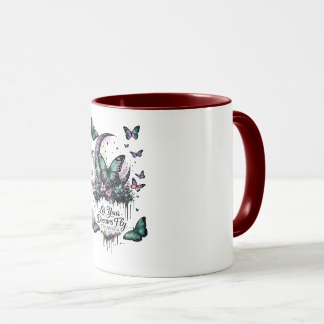 Butterfly Coffee Mug | Fairycore Floral Inspiratio (Front Right)