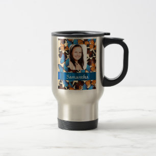 Butterfly collage photo template travel mug