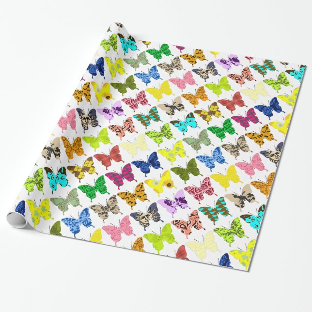 Butterfly Collage Wrapping Paper (Unrolled)