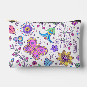 Butterfly Colorful And Flower Cute Accessory Pouch