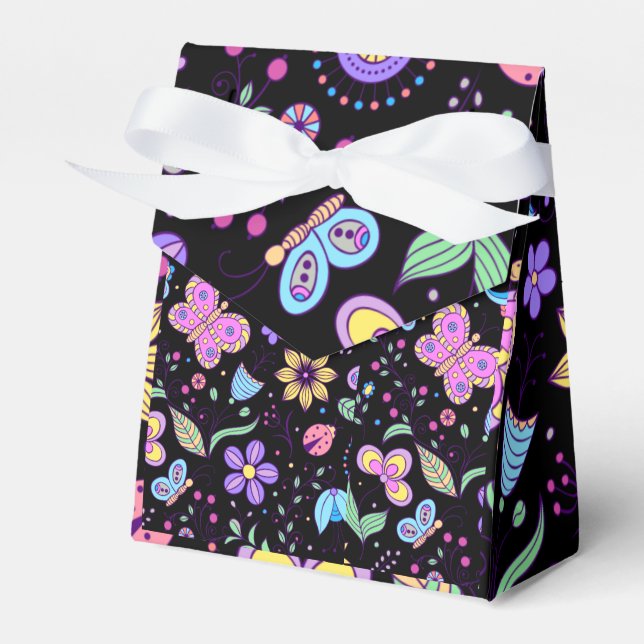 Butterfly Colourful And Flower Cute   Favour Box (Front Side)