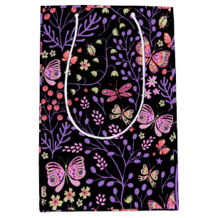 Butterfly Colourful And Flowers Rose cute     Medium Gift Bag
