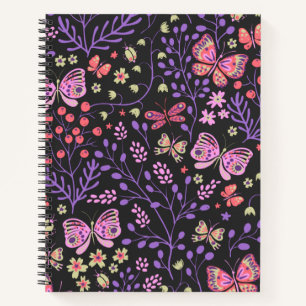 Butterfly Colourful And Flowers Rose cute   Notebook