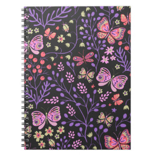 Butterfly Colourful And Flowers Rose cute Notebook