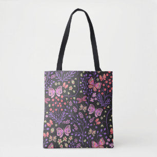 Butterfly Colourful And Flowers Rose cute  Tote Bag
