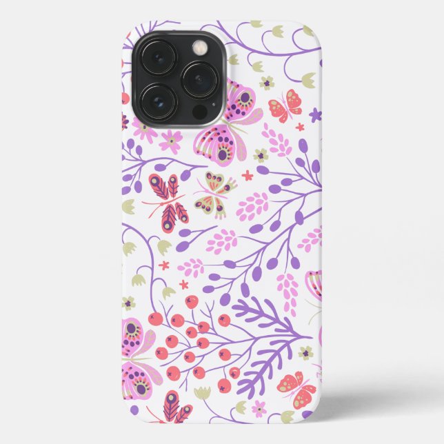Butterfly Colourful And Flowers Rose iPhone Case (Back)