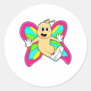 Butterfly colourful classic round sticker