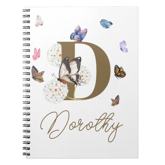 Butterfly Colourful Floral Personalised Gift Notebook (Front)