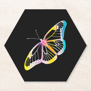 Butterfly Colourful Monarch Rainbow Drawing Paper Coaster