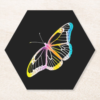 Butterfly Colourful Monarch Rainbow Drawing Paper Coaster