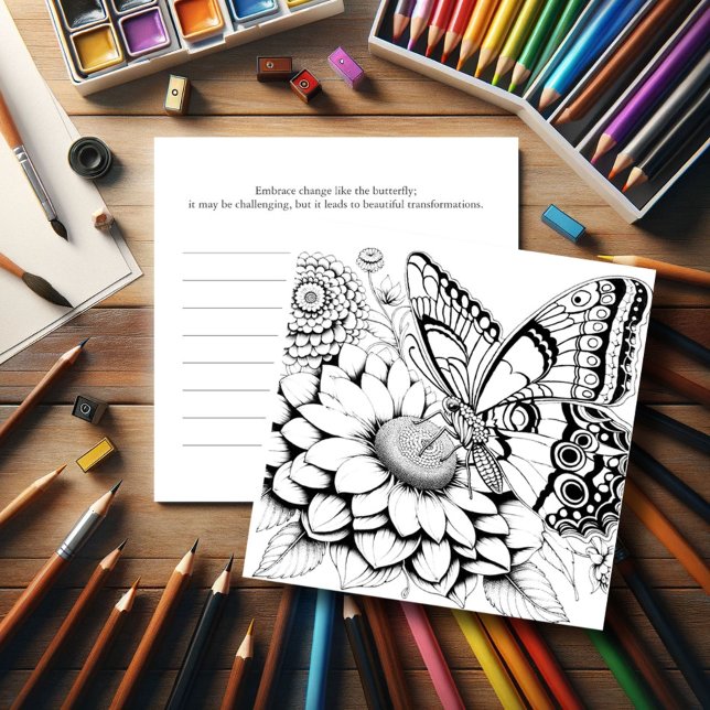 Butterfly Colouring Pages with Journal Invitation (Butterfly coloring pages with journal for adult women.)
