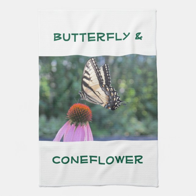 Butterfly & Coneflower Tea Towel (Vertical)