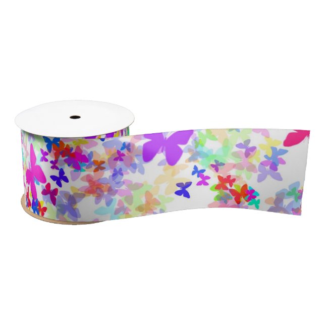 butterfly confetti satin ribbon (Spool)