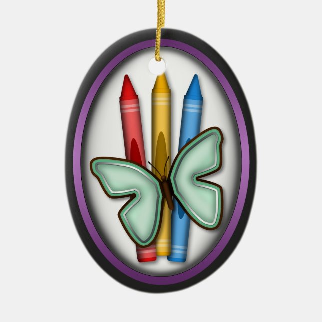 Butterfly & Crayons - Gift for Artist Ornament (Front)