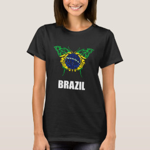 Butterfly Creepy Brazilian Flag Brasilian Brazil F T-Shirt