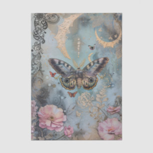 Butterfly Crescent Moon Flowers Decoupage Tissue Paper