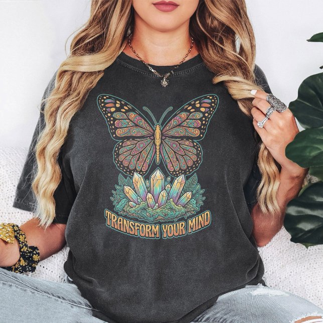 Butterfly Crystal Boho "Transform Your Mind" T-Shirt (Creator Uploaded)