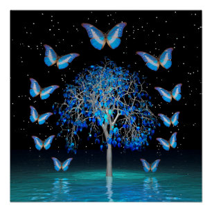 Butterfly Crystal Tree Poster