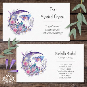 Butterfly Crystals Crescent Moon Flowers Purple Business Card