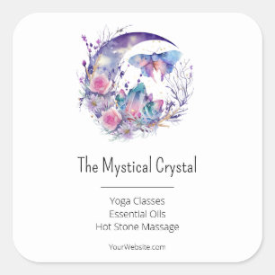Butterfly Crystals Crescent Moon Flowers Spiritual Square Sticker