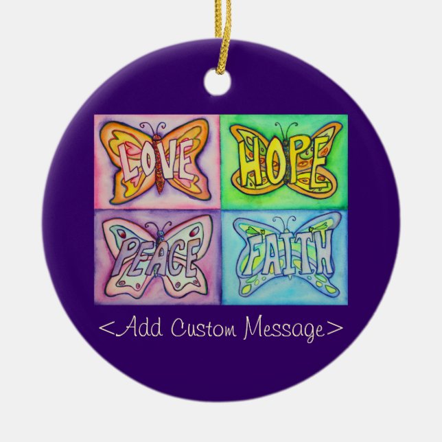 Butterfly Custom Inspirational Pendant Ornaments (Front)