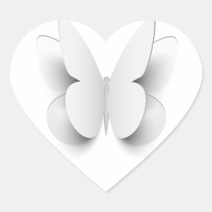Butterfly - cut from paper effect heart sticker
